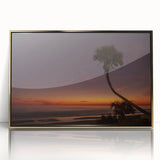 Mid-century modernist style large art print of Daytona scenery in a gold frame, suitable for nursery wall art.