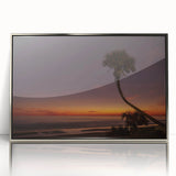 Mid-century modernist art depicting Daytona scenery in soft pastel shades on a framed acrylic print.