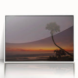 Art Deco poster of Daytona scenery in muted pastel shades on white framed acrylic, ideal for nursery wall art.