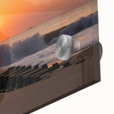 Large abstract wall art of Delaware scenery in mid-century modernist style on acrylic glass, ideal for dining room decor.