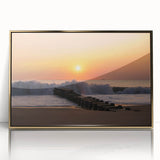 Mid-century modernist Delaware scenery on large framed acrylic print in gold, suited for modern art wall decor.