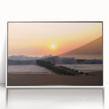 Art deco poster of Delaware scenery in muted blue tones on a framed acrylic, ideal for nursery wall art.