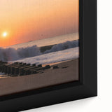 Extra large framed canvas featuring a textured depiction of Delaware scenery in black with colorful accents.