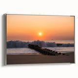 Landscape art painting of Delaware scenery on framed canvas, featuring black and colorful vintage poster art style.