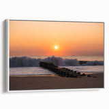 Extra large vintage poster art of Delaware scenery on framed canvas, featuring colorful art on a black background.