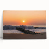 Black and white stretched canvas depicting a serene Delaware landscape, ideal for kitchen wall art.