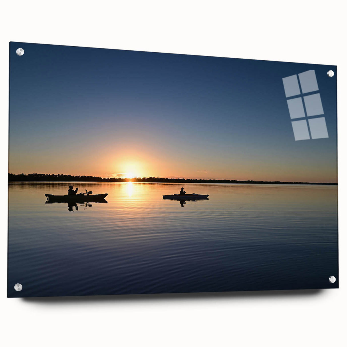 Acrylic print of the Everglades in muted green and blue tones, ideal for bedroom or dining room decor.