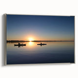 Framed canvas of a vintage Everglades landscape painting with silver frame, featuring a palette of greens and blues.