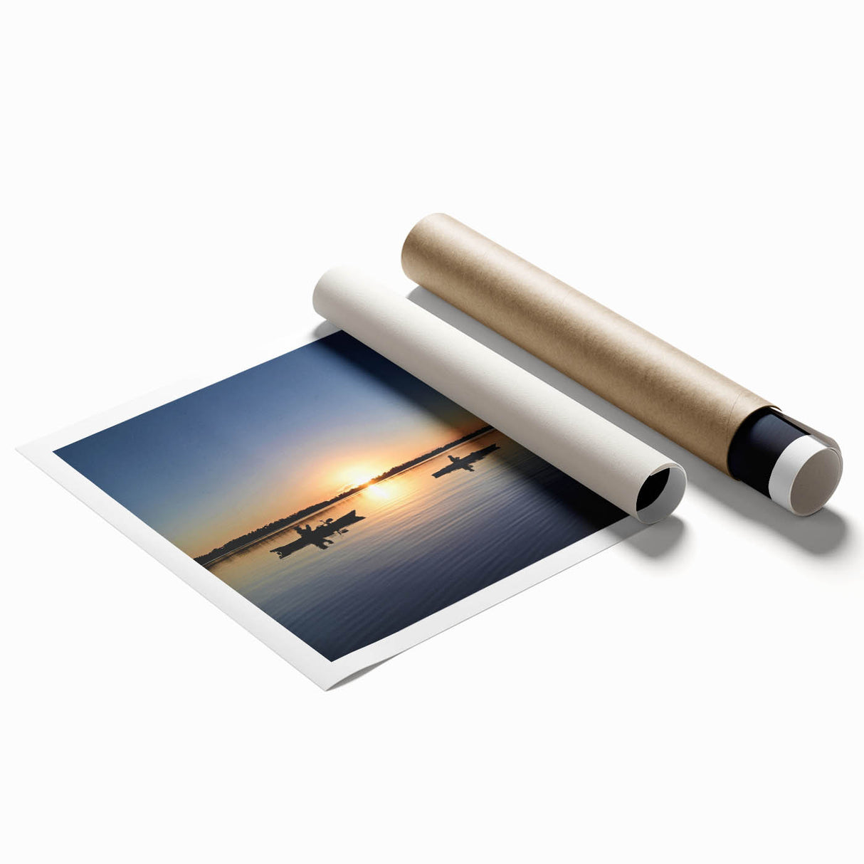 Rolled print of the Everglades scenery depicting lush greenery and water, in muted green and blue tones.