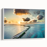 Vintage poster art of Florida Keys on framed canvas, featuring colorful art in extra large size, ideal for living room decor.