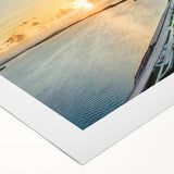 Art deco poster featuring a vibrant scene of the Florida Keys on a rolled canvas, ideal for dining room decor.