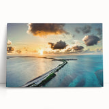 Black and white stretched canvas featuring a serene Florida Keys scenery, ideal for kitchen wall art.