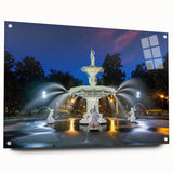 Acrylic print of Savannah, Georgia, featuring muted earth tones, ideal for dining room decor.