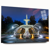 Acrylic print of a large abstract depiction of Savannah, Georgia, in muted earth tones, ideal for bedroom or dining room art.