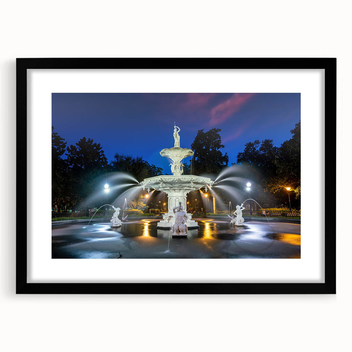 Extra large abstract art print of colorful Savannah scenery on textured canvas, framed in black, ideal for living room decor.