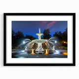 Extra large abstract art print of colorful Savannah scenery on textured canvas, framed in black, ideal for living room decor.