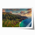 Extra large rolled print of Kauai, Hawaii scenery with vibrant green and blue tones, ideal for art wall dining room.