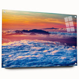 Acrylic print of a Maui landscape with lush greenery and ocean view, in vivid blue and green tones.