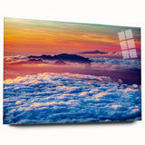 Large abstract depiction of Maui scenery on acrylic glass, with vibrant blue and green tones.