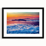 Extra large, textured abstract art print featuring vibrant colors of a Maui scenery, framed with a black mat.