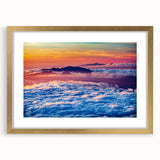 Extra large wall art featuring an abstract Maui coastline in textured gold and blue hues, ideal for living room decor.