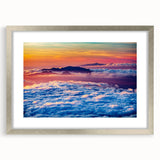 Textured art print of an abstract Maui landscape in silver frame, with muted earth tones, ideal for bedroom art.