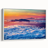 Vintage poster art of a Maui scenery on a large framed canvas, featuring vibrant colors against a black background.