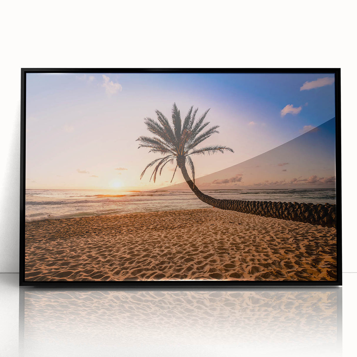 Large abstract wall art depicting the Oahu, Hawaii coastline in mid-century modernist style.