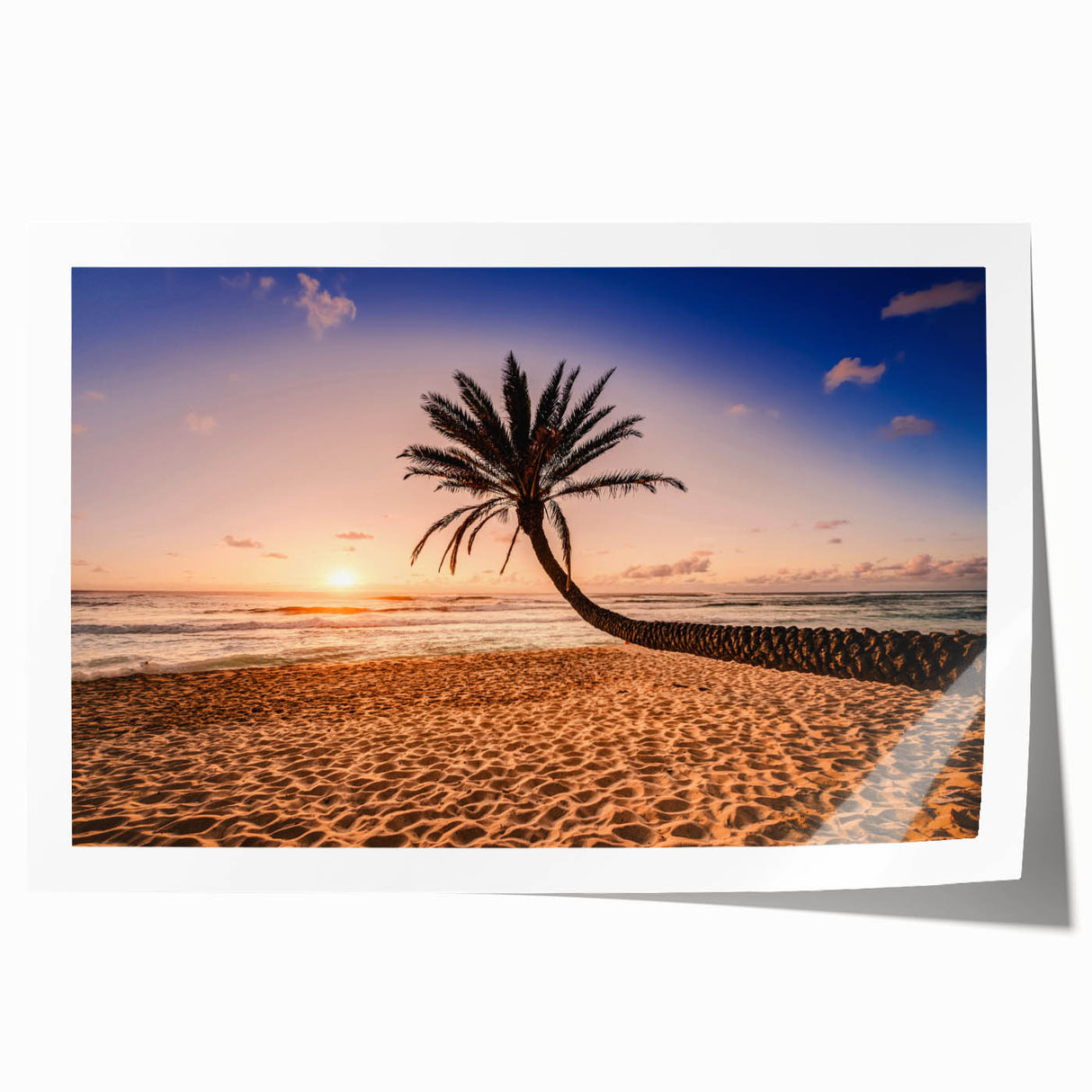 Extra large rolled print of Oahu, Hawaii scenery with vibrant tropical floral colors, ideal for art wall dining room.