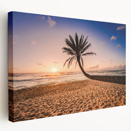 Large canvas print of Oahu, Hawaii scenery in vibrant green and blue tones, ideal for kitchen wall art.