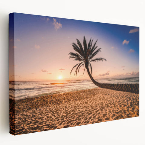 Large canvas print of Oahu, Hawaii scenery in vibrant green and blue tones, ideal for kitchen wall art.