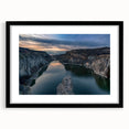 Extra large abstract art print of a colorful Idaho scenery on a textured canvas, framed in black.
