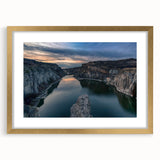 Abstract art print of Idaho scenery in textured gold frame, ideal for extra large wall art in a living room.