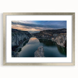 Textured abstract art print of Idaho scenery in muted earth tones, framed in silver, ideal for bedroom decor.