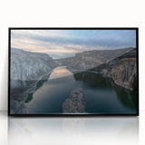 Large abstract wall art featuring a scenic Idaho landscape in muted earth tones on a framed acrylic.