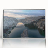 Art deco poster of Idaho scenery in pastel shades on framed acrylic, ideal for nursery wall art.