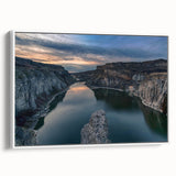 Vintage poster art of Idaho scenery in colorful hues on extra large framed canvas, ideal for living room decor.