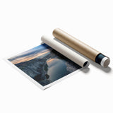 Extra large rolled print of Idaho scenery with lush florals in soft color tones, ideal for classy bathroom wall art.