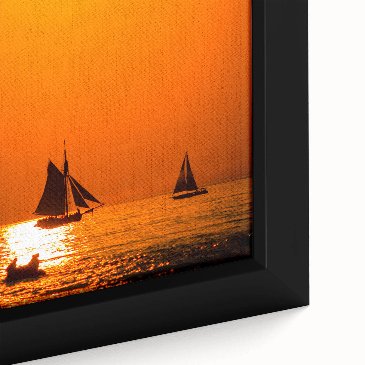 Black wall art depicting Lake Michigan with textured, colorful strokes on extra large framed canvas.