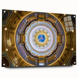 Acrylic print of an abstract Iowa landscape in muted earth tones, suitable for bedroom or dining room decor.