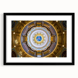 Colorful abstract art print of a textured Iowa scenery in a black frame with mat, ideal for living room decor.