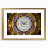 Extra large abstract art print of Iowa scenery in textured gold frame, ideal for living room decor.