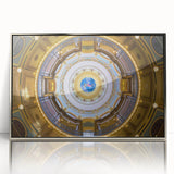 Mid-century modernist art depicting Iowa scenery in silver framed acrylic, ideal for nursery wall decor.