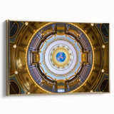 Framed canvas depicting a vintage-style Iowa landscape in muted gold and black tones, suitable for bedroom decor.