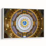 Vintage poster art of Iowa scenery on framed canvas, featuring a mix of vibrant and muted colors.