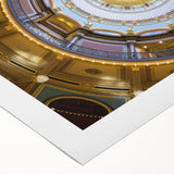 Art deco poster depicting the Iowa countryside on a rolled canvas, using soft earth tones, suitable for dining room decor.