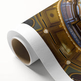 Art Deco-style poster of Iowa scenery on rolled canvas, featuring pastel shades, ideal for nursery wall art.