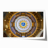 Extra large rolled print of Iowa scenery with vibrant green and soft blue tones, ideal for art wall dining room.