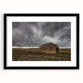 Extra large abstract art print of a colorful Kansas scenery on a textured canvas, framed in black.