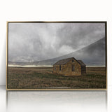 Large art print of Kansas scenery in mid-century modernist style, acrylic framed, suitable for modern nursery decor.